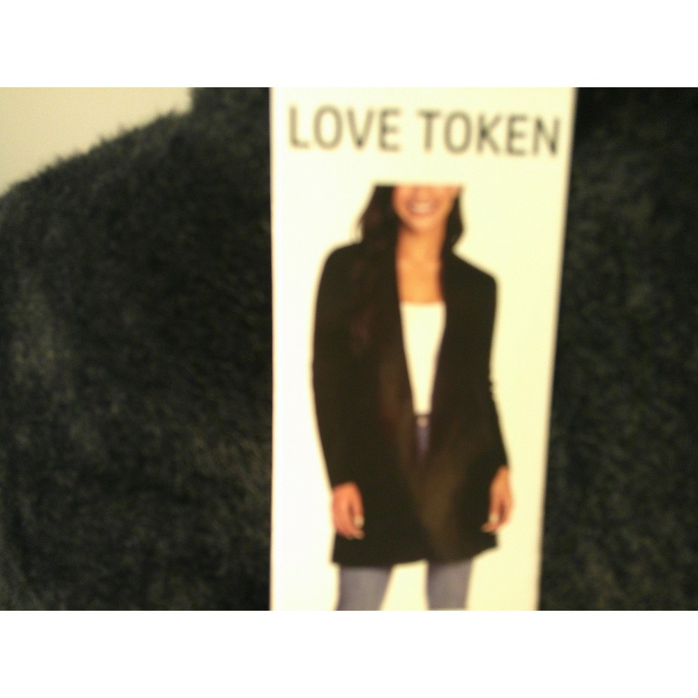 Love Token Cardigan Womens M Black NWT Fuzzy Eyelash‎ Knit Open Front Longline - Picture 5 of 9